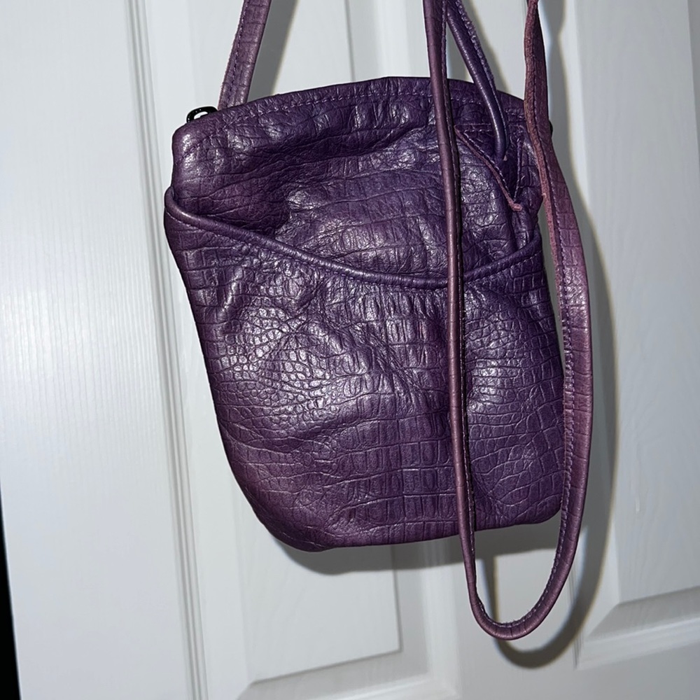 Purple Genuine Leather Crossbody Bag